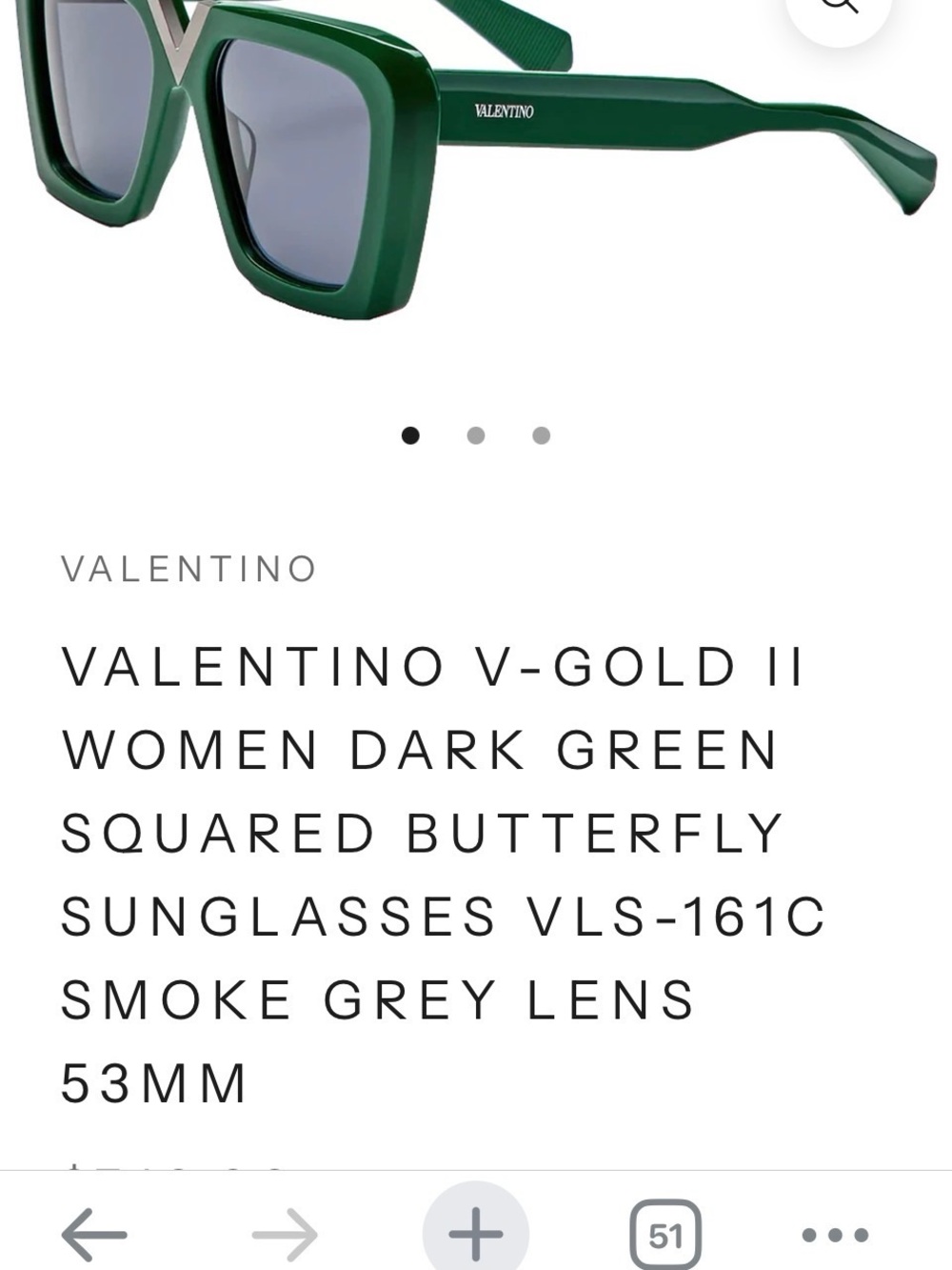 Valentino Dark Green Butterfly Sunglasses with Smoke Grey Lenses